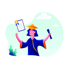 Earn your Degree Vector Illustration concept. Flat illustration isolated on white background.