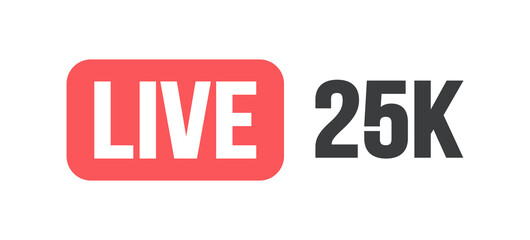 Live 25K Video Event Viewers Flat Design Icon