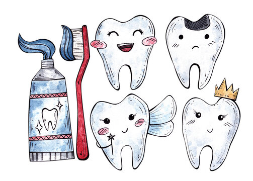 Cartoon dentist tool icon set. Drawing , #sponsored, #tool, #dentist, # Cartoon, #Drawing, #set #ad