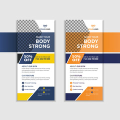gym rack card and dl flyer template
