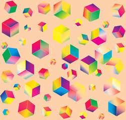 Wallpaper for the nursery. Abstract Seamless background. Random structure with cubes