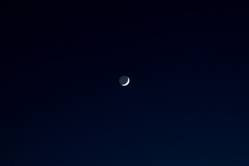 Close up of new moon and clear sky
