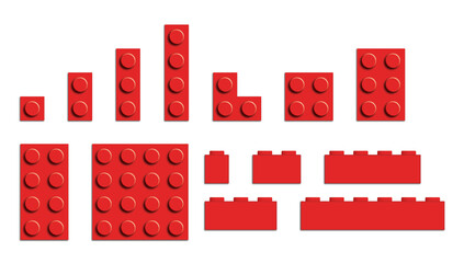 Set of building bricks in red color - 422371679