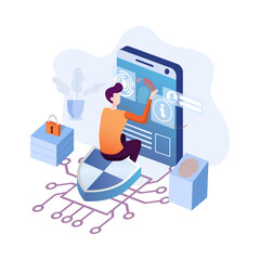 Data Protection Vector Illustration concept. Flat illustration isolated on white background.