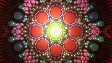 Trippy psychedelic trance 3D audiovisual to open up third eye chakra with visual cyberpunk background of abstract futuristic kaleidoscope art Seamless VJ loop