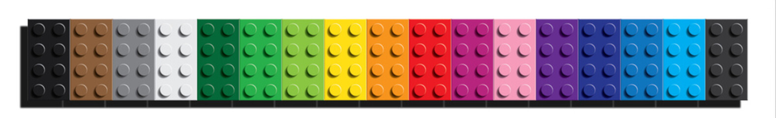 Row of multicolored building bricks - 422372658