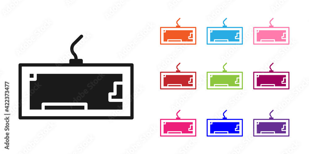 Poster black computer keyboard icon isolated on white background. pc component sign. set icons colorful. ve