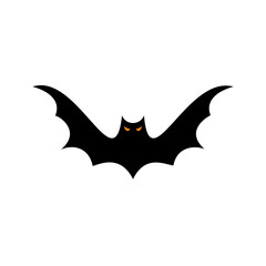 Halloween black bats fly silhouette isolated on white background. Vector illustration.