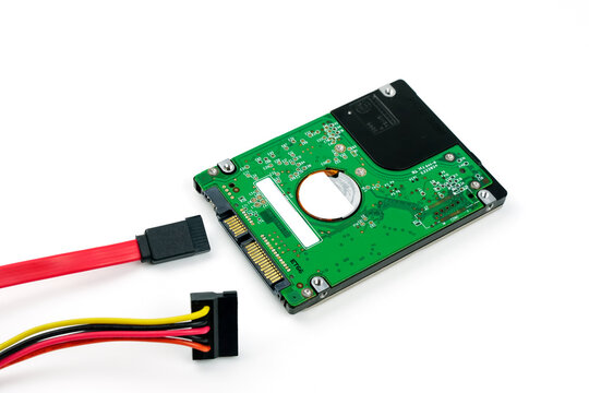 Hard disk sata cable on white background.