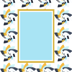 Graphic Flower Rectangular Template with Copy Space Navy Gold