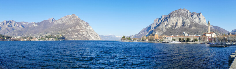 Extra wide view of the gulf of Lecco in the Lake of Como