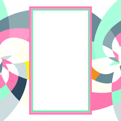Graphic Flower Rectangle Template with Copy Space Aqua Coral