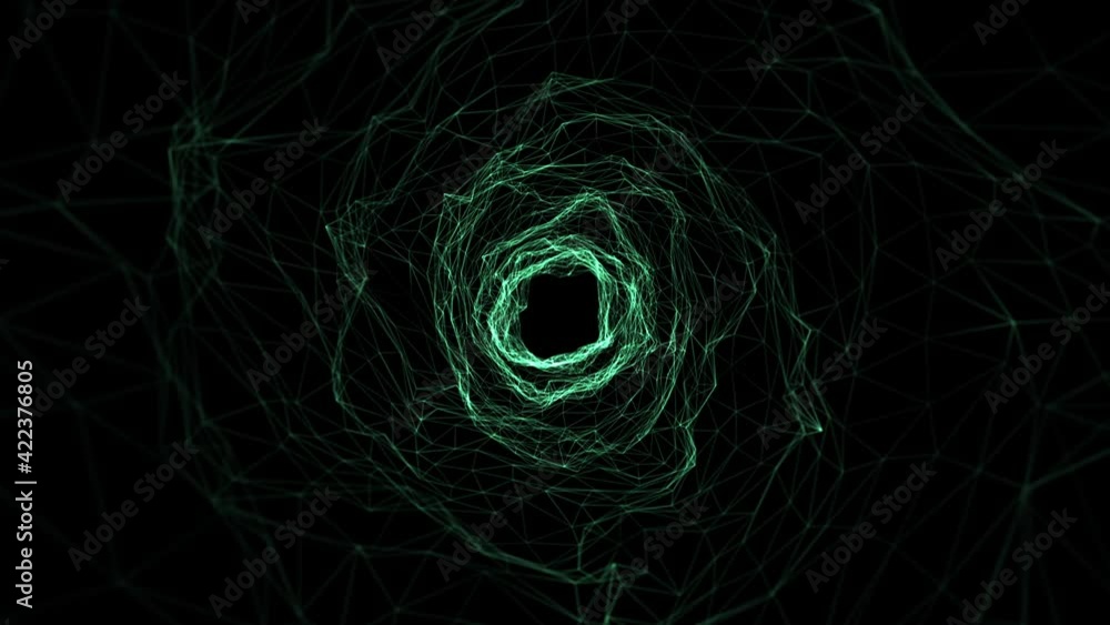 Aufkleber tunnel with random glowing colors geometric mesh. flight animation through abstract tunnel