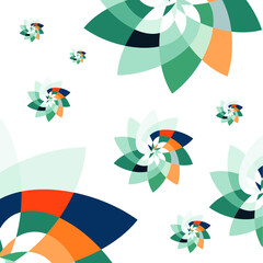 Graphic Flower Scatter Pattern Background Turquoise Orange
