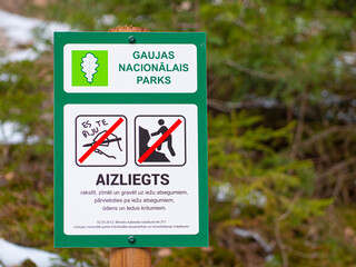 Nature trail information signs in Latvian. 