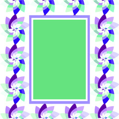 Graphic Flower Rectangular Template with Copy Space Purple Green