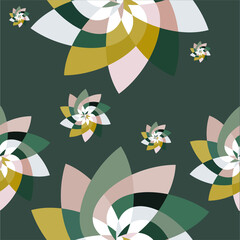 Graphic Flower Scatter Pattern Background Green Gold