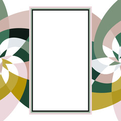 Graphic Flower Rectangle Template with Copy Space Gold Grey