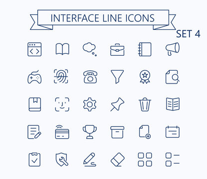 Interface vector outline mini line icons set. 24x24 px. Pixel Perfect. Editable stroke.