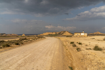 lonesome hunting cabin in wild and secluded desert grasslands