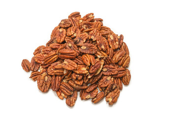 Pecan-nut isolated on white background. Top view.