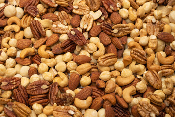 Mix of nuts as a background.