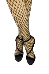 Attractive Women Wears high heels with fishnet socks