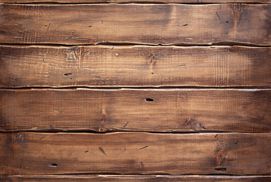 Wooden table top background or wall texture.  Brown wood board tabletop