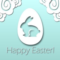 happy easter with egg and rabbit