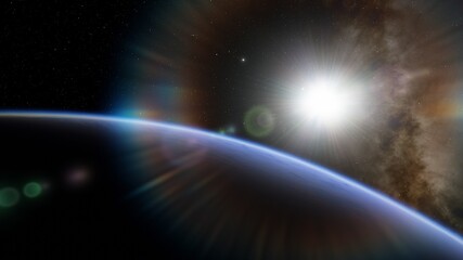 planet suitable for colonization, earth-like planet in far space, planets background 3d render