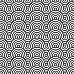 Abstract seamless. Seamless braided linear pattern, wavy lines. Endless striped texture with winding elements. Vector geometric monochrome background.