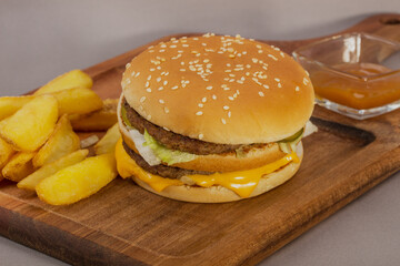 Hamburger on a neutral background