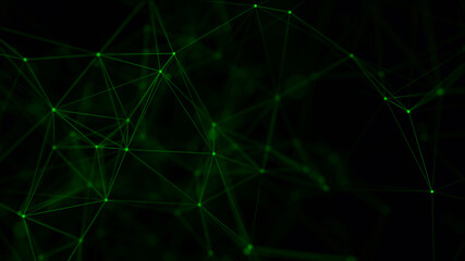 Abstract background with connecting dots and lines. Technology background. Network connection structure. Plexus effect. 3D rendering.