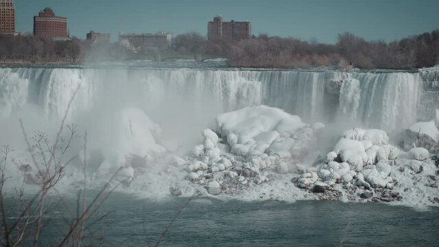A straight on shot of the American Falls at Niagara Falls shot from the Canadian side on a Canon c200 in 12 bit RAW 60fps. This clip has been slowed down to 23.976 and converted to a 4K MP4 file.