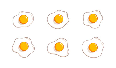 Fried eggs. Helthy breakfast. Cartoon egg flat trendy design. Vector illustration isolated on white background