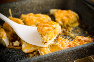 cabbage in batter baked with cheese in the form