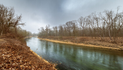Wild River Isar nearby Munich Bavaria during Winter time