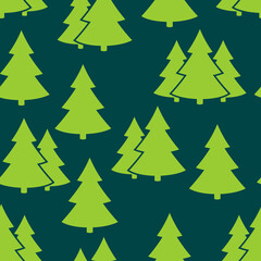 Spruce forest seamless pattern. Simple seamless Christmas tree background. For wrappers, fabrics, backdrops, children's rooms, etc.