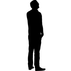 Silhouette of a walking man on a white background
