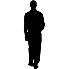 Silhouette of a walking man on a white background