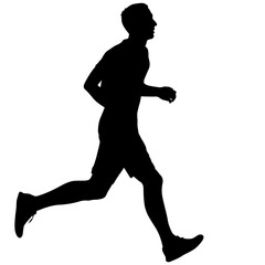 Black Silhouettes Runners sprint men on white background