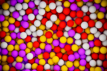 Lot of soft balls. Pile of colors balls