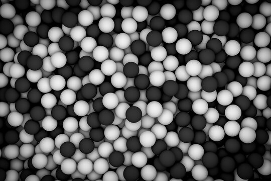 Lot of soft balls. Pile of white and black balls © gabycampo