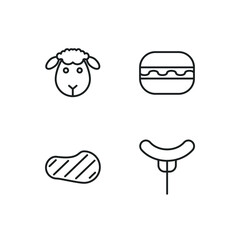 meat, fish poultry set icon, isolated meat, fish poultry set sign icon, vector illustration