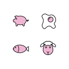 meat, fish poultry set icon, isolated meat, fish poultry set sign icon, vector illustration