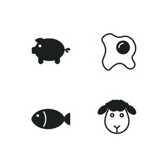 meat, fish poultry set icon, isolated meat, fish poultry set sign icon, vector illustration