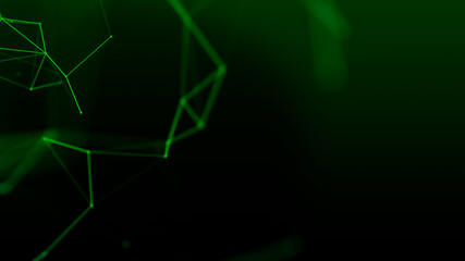 abstract digital connection moving dots and lines. abstract background of green plexus. © lens7 