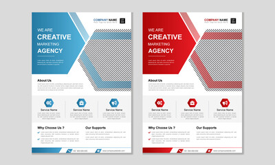 Fototapeta na wymiar Creative corporate business agency flyer design template. Abstract minimal business vector flyer design