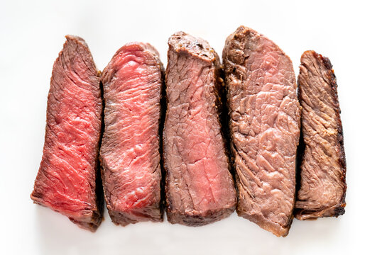 Beef steak: degrees of doneness
