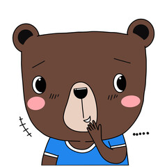 Bear Cartoon on isolated white background vector illustration